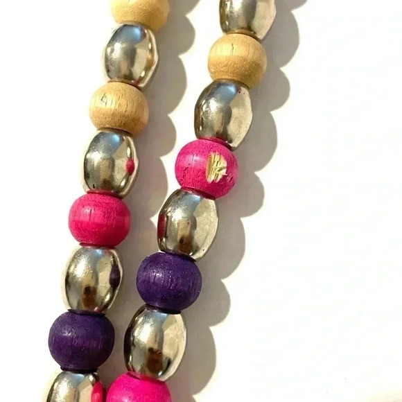 Womens Genuine Leather Wooden Beaded Belt Western Buckle Size Small/Medium - Picture 7 of 10